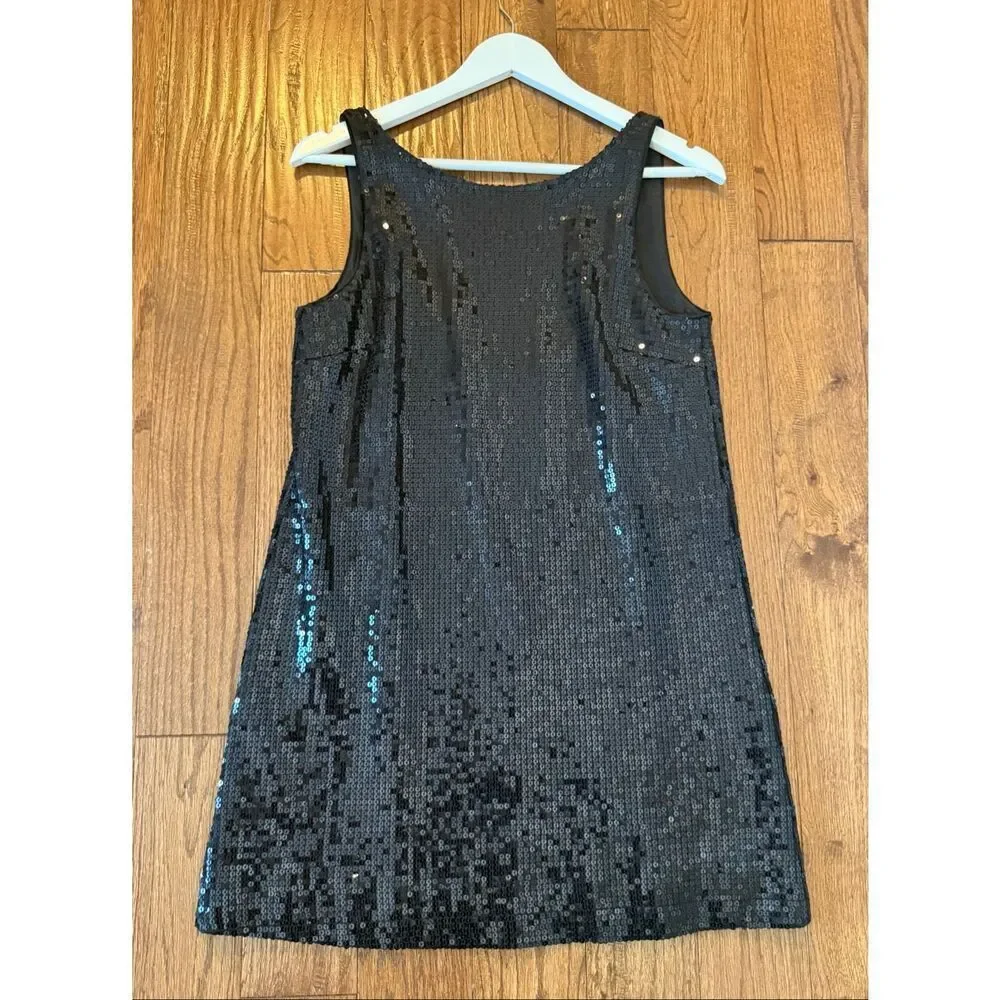 Free People Vintage black sequin scoop back tank dress 6